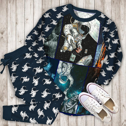 Astronaut Time To Discover Space Pajama Set |Sleepwear Pjs Sets | Raglan Shirt Pants Set