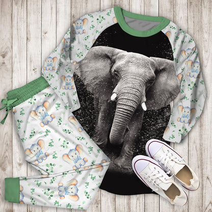 Elephant Pajama Set |Sleepwear Pjs Sets | Raglan Shirt Pants Set