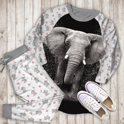 Elephant Pajama Set |Sleepwear Pjs Sets | Raglan Shirt Pants Set