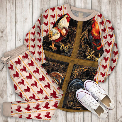 Rooster Pajama Set | Pajamas | Cotton Sleepwear Sets | Soft Long Sleeve Pjs | Raglan Shirt and Pants Set