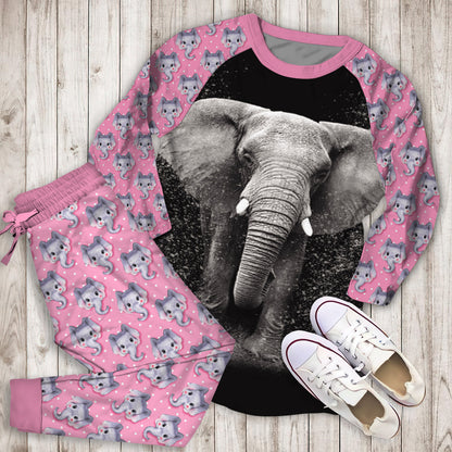 Elephant Pajama Set |Sleepwear Pjs Sets | Raglan Shirt Pants Set