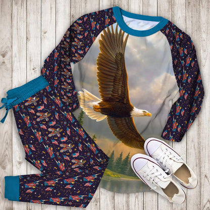 Eagle Pajama Set | Pajamas | Cotton Sleepwear Sets | Soft Long Sleeve Pjs | Raglan Shirt and Pants Set
