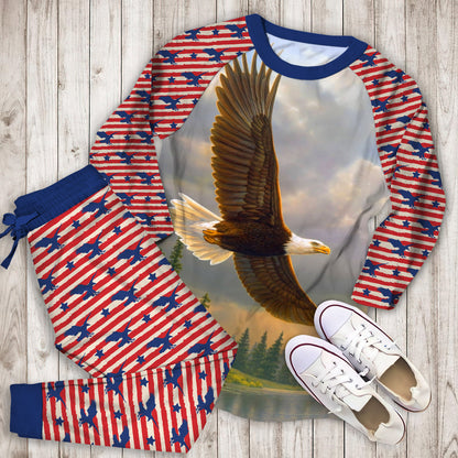 Eagle Pajama Set | Pajamas | Cotton Sleepwear Sets | Soft Long Sleeve Pjs | Raglan Shirt and Pants Set