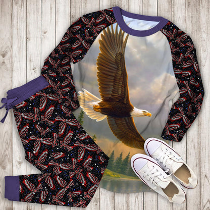 Eagle Pajama Set | Pajamas | Cotton Sleepwear Sets | Soft Long Sleeve Pjs | Raglan Shirt and Pants Set