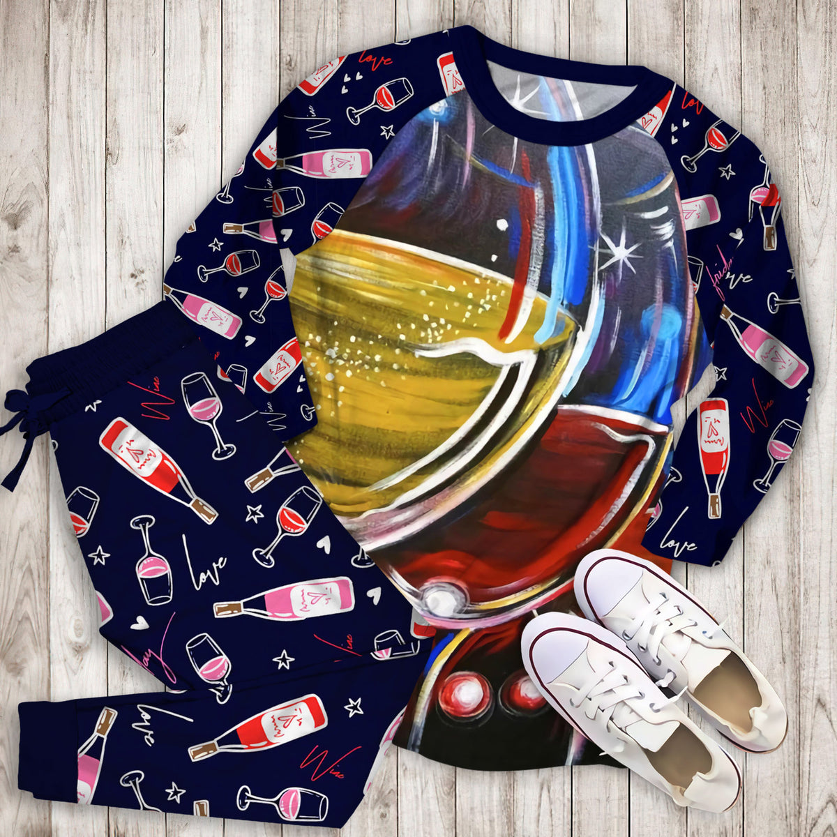 Wine Lo Pajama Set | Pajamas | Cotton Sleepwear Sets | Soft Long Sleeve Pjs | Raglan Shirt and Pants Set