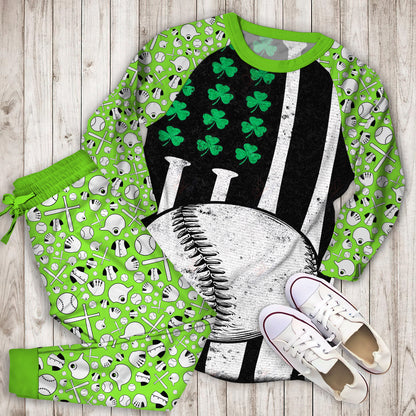 Baseball Patrick Flag Pajama Set | Pajamas | Cotton Sleepwear Sets | Soft Long Sleeve Pjs | Raglan Shirt and Pants Set