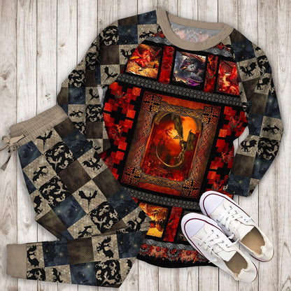 Dragons Pajama Set |Sleepwear Pjs Sets | Raglan Shirt Pants Set