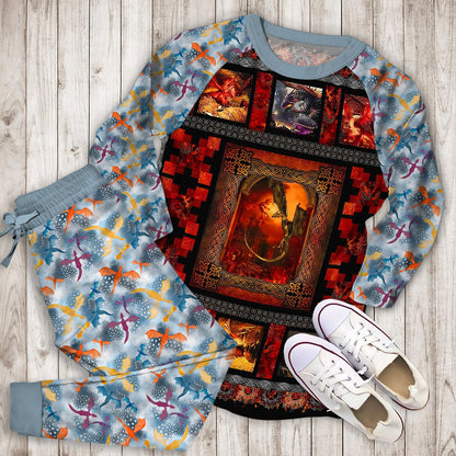 Dragons Pajama Set |Sleepwear Pjs Sets | Raglan Shirt Pants Set