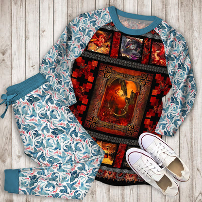 Dragons Pajama Set |Sleepwear Pjs Sets | Raglan Shirt Pants Set