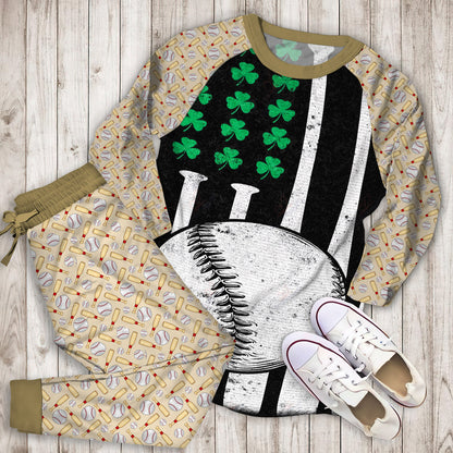 Baseball Patrick Flag Pajama Set | Pajamas | Cotton Sleepwear Sets | Soft Long Sleeve Pjs | Raglan Shirt and Pants Set