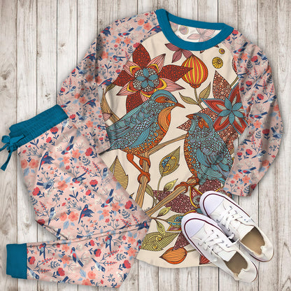 Love Birds Mandala Pajama Set |Sleepwear Pjs Sets | Raglan Shirt Pants Set