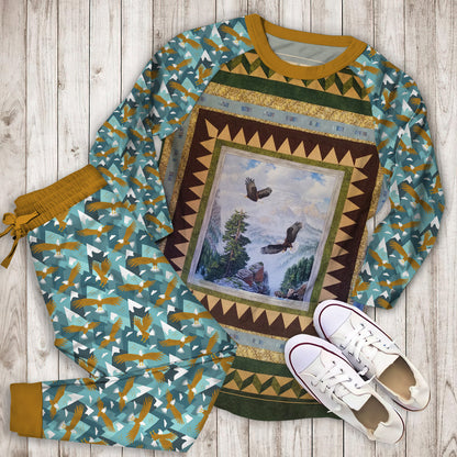 Eagle Pajama Set | Pajamas | Cotton Sleepwear Sets | Soft Long Sleeve Pjs | Raglan Shirt and Pants Set