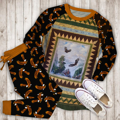 Eagle Pajama Set | Pajamas | Cotton Sleepwear Sets | Soft Long Sleeve Pjs | Raglan Shirt and Pants Set