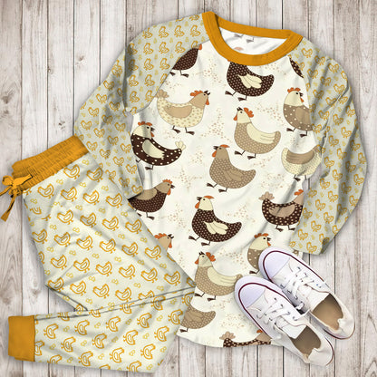 Cute Chicken Pajama Set | Pajamas | Cotton Sleepwear Sets | Soft Long Sleeve Pjs | Raglan Shirt and Pants Set