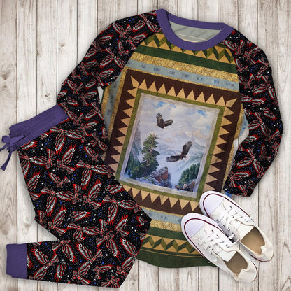 Eagle Pajama Set | Pajamas | Cotton Sleepwear Sets | Soft Long Sleeve Pjs | Raglan Shirt and Pants Set