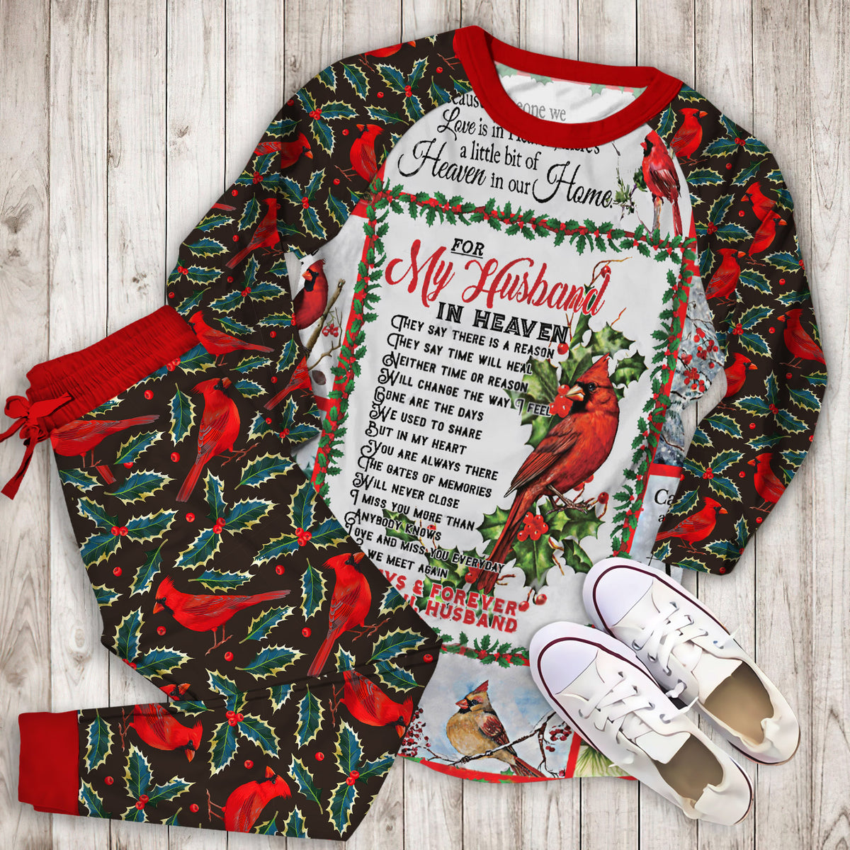 Cardinal Pajama Set |Sleepwear Pjs Sets | Raglan Shirt Pants Set