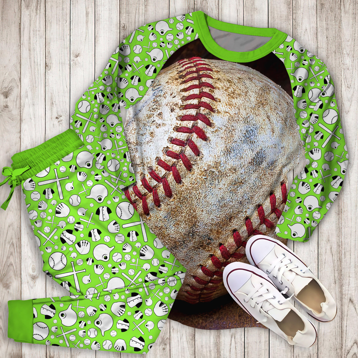 Baseball Pajama Set | Pajamas | Cotton Sleepwear Sets | Soft Long Sleeve Pjs | Raglan Shirt and Pants Set