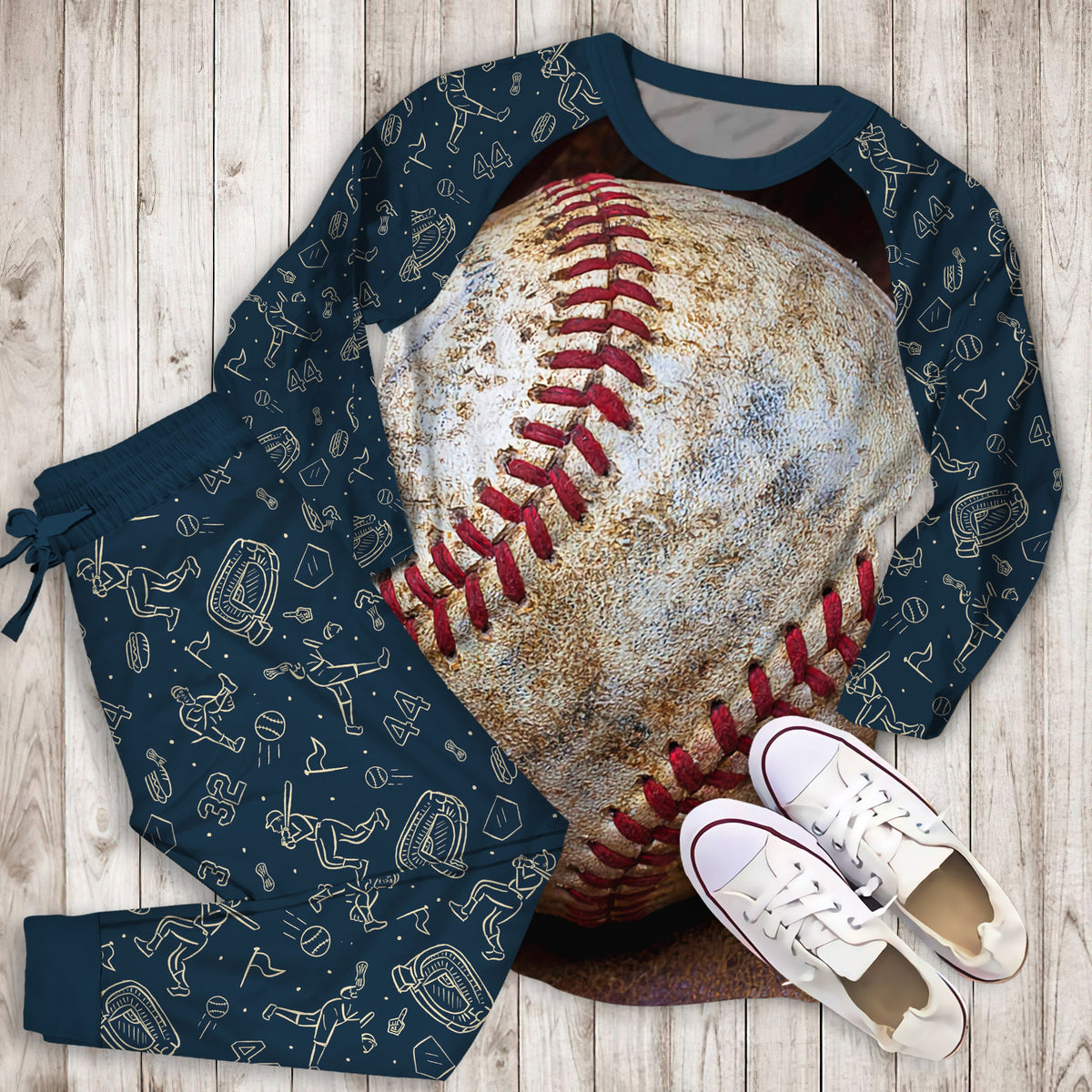 Baseball Pajama Set | Pajamas | Cotton Sleepwear Sets | Soft Long Sleeve Pjs | Raglan Shirt and Pants Set