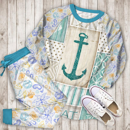 Coastal Retreat Pajama Set | Pajamas | Cotton Sleepwear Sets | Soft Long Sleeve Pjs | Raglan Shirt and Pants Set