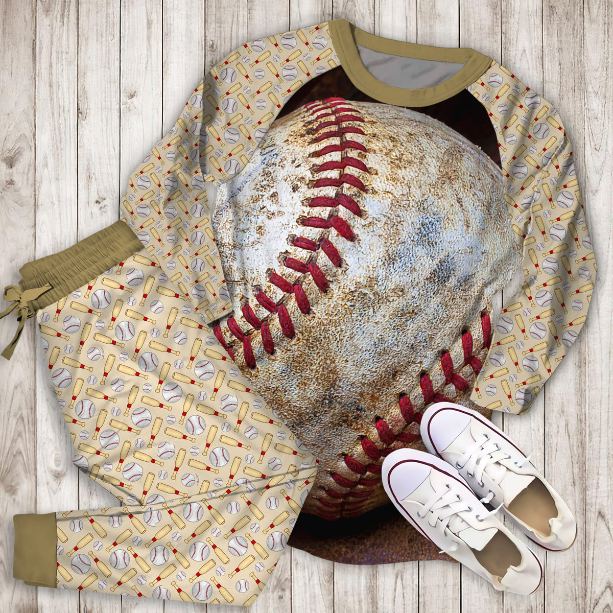 Baseball Pajama Set | Pajamas | Cotton Sleepwear Sets | Soft Long Sleeve Pjs | Raglan Shirt and Pants Set