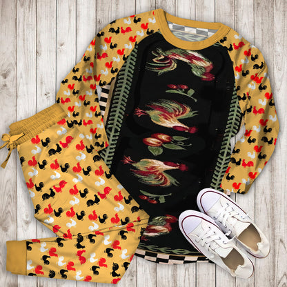 Rooster Pajama Set | Pajamas | Cotton Sleepwear Sets | Soft Long Sleeve Pjs | Raglan Shirt and Pants Set