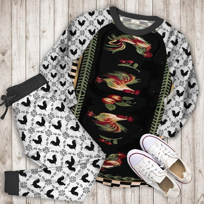 Rooster Pajama Set | Pajamas | Cotton Sleepwear Sets | Soft Long Sleeve Pjs | Raglan Shirt and Pants Set