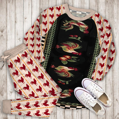 Rooster Pajama Set | Pajamas | Cotton Sleepwear Sets | Soft Long Sleeve Pjs | Raglan Shirt and Pants Set