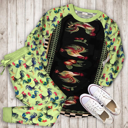 Rooster Pajama Set | Pajamas | Cotton Sleepwear Sets | Soft Long Sleeve Pjs | Raglan Shirt and Pants Set
