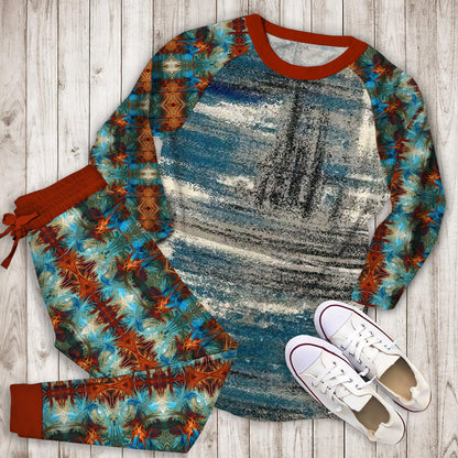 Abstract Pajama Set | Pajamas | Cotton Sleepwear Sets | Soft Long Sleeve Pjs | Raglan Shirt and Pants Set