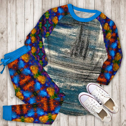 Abstract Pajama Set | Pajamas | Cotton Sleepwear Sets | Soft Long Sleeve Pjs | Raglan Shirt and Pants Set
