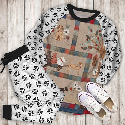 Dog Pajama Set | Pajamas | Cotton Sleepwear Sets | Soft Long Sleeve Pjs | Raglan Shirt and Pants Set