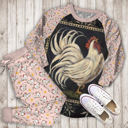 Chicken Pajama Set | Pajamas | Cotton Sleepwear Sets | Soft Long Sleeve Pjs | Raglan Shirt and Pants Set