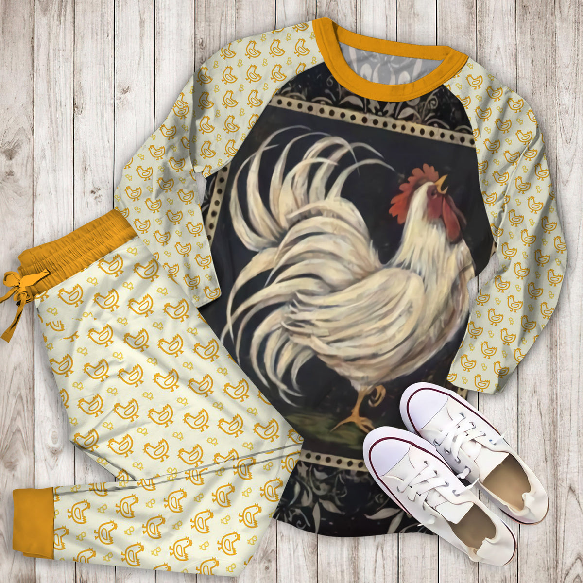 Chicken Pajama Set | Pajamas | Cotton Sleepwear Sets | Soft Long Sleeve Pjs | Raglan Shirt and Pants Set