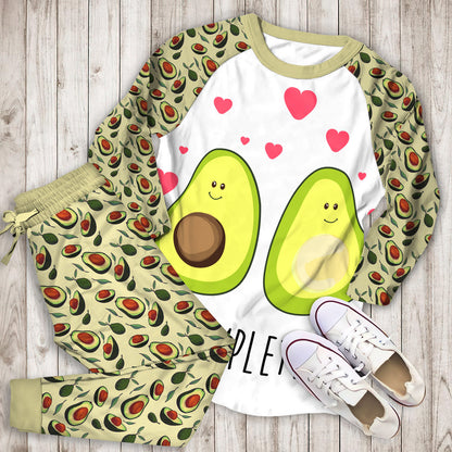 Avocado You Complete Me Pajama Set |Sleepwear Pjs Sets | Raglan Shirt Pants Set