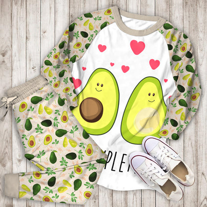 Avocado You Complete Me Pajama Set |Sleepwear Pjs Sets | Raglan Shirt Pants Set