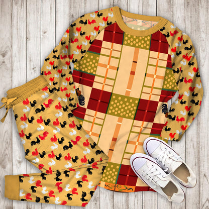Rooster Pajama Set | Pajamas | Cotton Sleepwear Sets | Soft Long Sleeve Pjs | Raglan Shirt and Pants Set