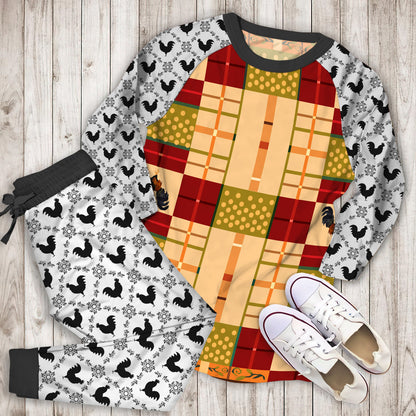 Rooster Pajama Set | Pajamas | Cotton Sleepwear Sets | Soft Long Sleeve Pjs | Raglan Shirt and Pants Set