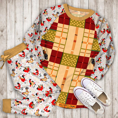 Rooster Pajama Set | Pajamas | Cotton Sleepwear Sets | Soft Long Sleeve Pjs | Raglan Shirt and Pants Set