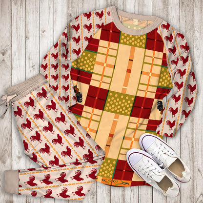 Rooster Pajama Set | Pajamas | Cotton Sleepwear Sets | Soft Long Sleeve Pjs | Raglan Shirt and Pants Set