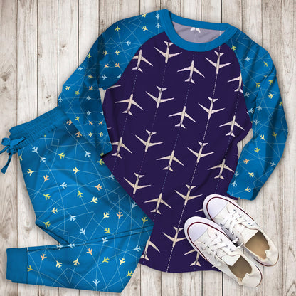 Airplane Pajama Set | Pajamas | Cotton Sleepwear Sets | Soft Long Sleeve Pjs | Raglan Shirt and Pants Set