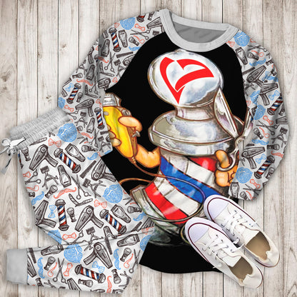 Barber Pole Pajama Set | Pajamas | Cotton Sleepwear Sets | Soft Long Sleeve Pjs | Raglan Shirt and Pants Set