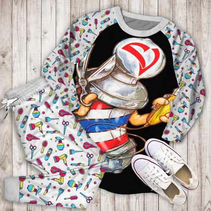 Barber Pole Pajama Set | Pajamas | Cotton Sleepwear Sets | Soft Long Sleeve Pjs | Raglan Shirt and Pants Set