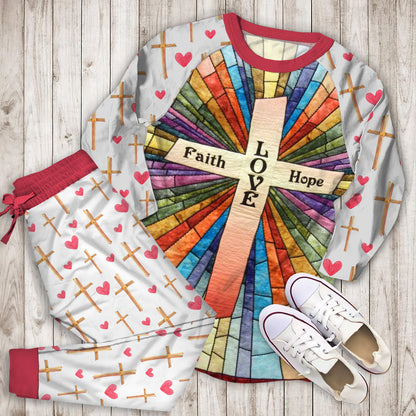 Cross Pajama Set | Pajamas | Cotton Sleepwear Sets | Soft Long Sleeve Pjs | Raglan Shirt and Pants Set