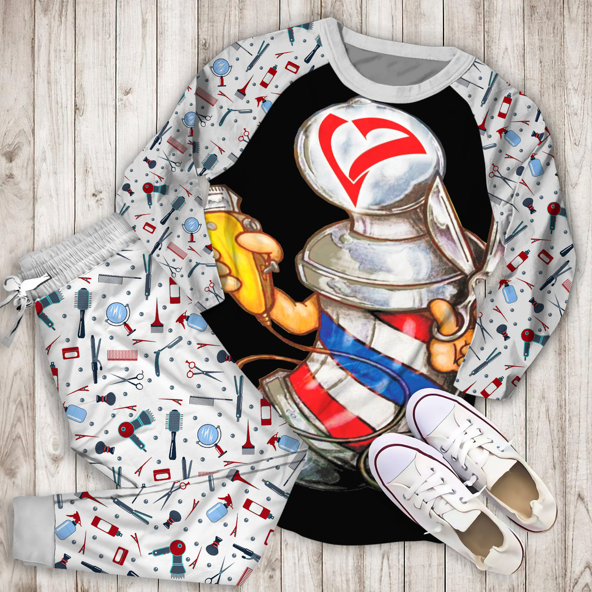 Barber Pole Pajama Set | Pajamas | Cotton Sleepwear Sets | Soft Long Sleeve Pjs | Raglan Shirt and Pants Set