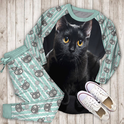 Cat Pajama Set | Pajamas | Cotton Sleepwear Sets | Soft Long Sleeve Pjs | Raglan Shirt and Pants Set
