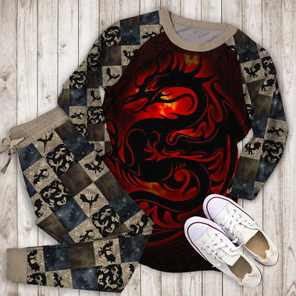 Dragon Pajama Set | Pajamas | Cotton Sleepwear Sets | Soft Long Sleeve Pjs | Raglan Shirt and Pants Set