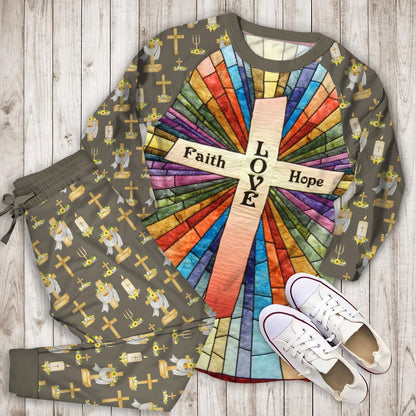 Cross Pajama Set | Pajamas | Cotton Sleepwear Sets | Soft Long Sleeve Pjs | Raglan Shirt and Pants Set