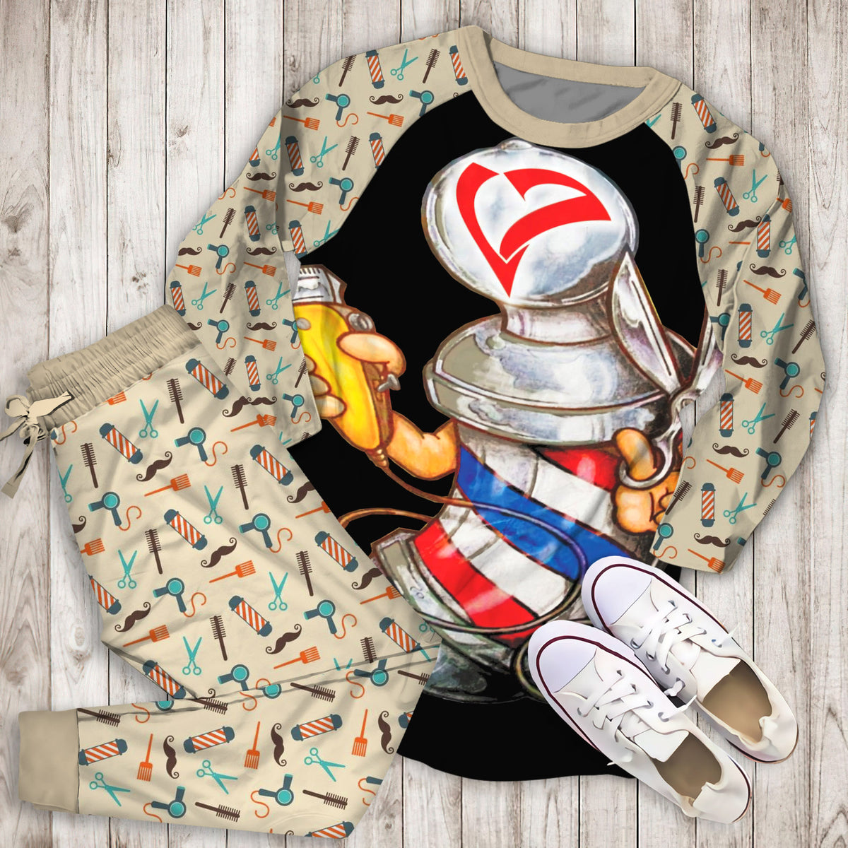Barber Pole Pajama Set | Pajamas | Cotton Sleepwear Sets | Soft Long Sleeve Pjs | Raglan Shirt and Pants Set