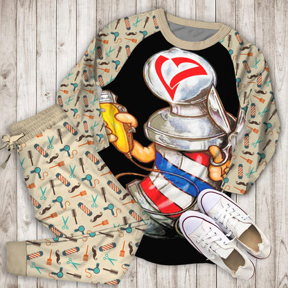 Barber Pole Pajama Set | Pajamas | Cotton Sleepwear Sets | Soft Long Sleeve Pjs | Raglan Shirt and Pants Set