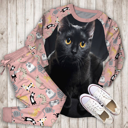 Cat Pajama Set | Pajamas | Cotton Sleepwear Sets | Soft Long Sleeve Pjs | Raglan Shirt and Pants Set